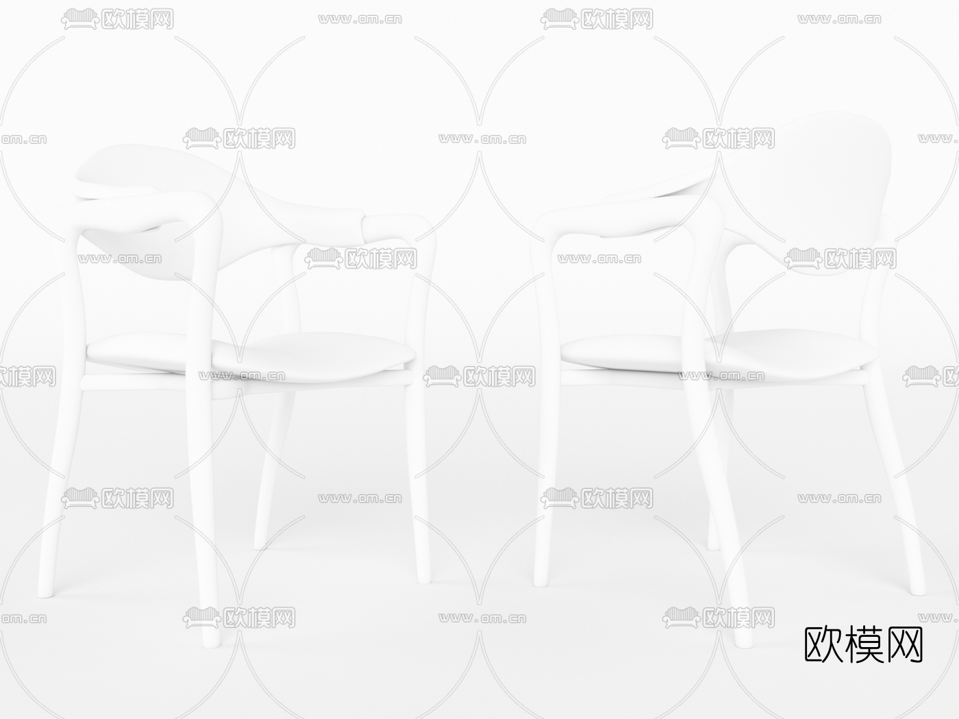 现代实木休闲椅3d模型下载（渲染图2）