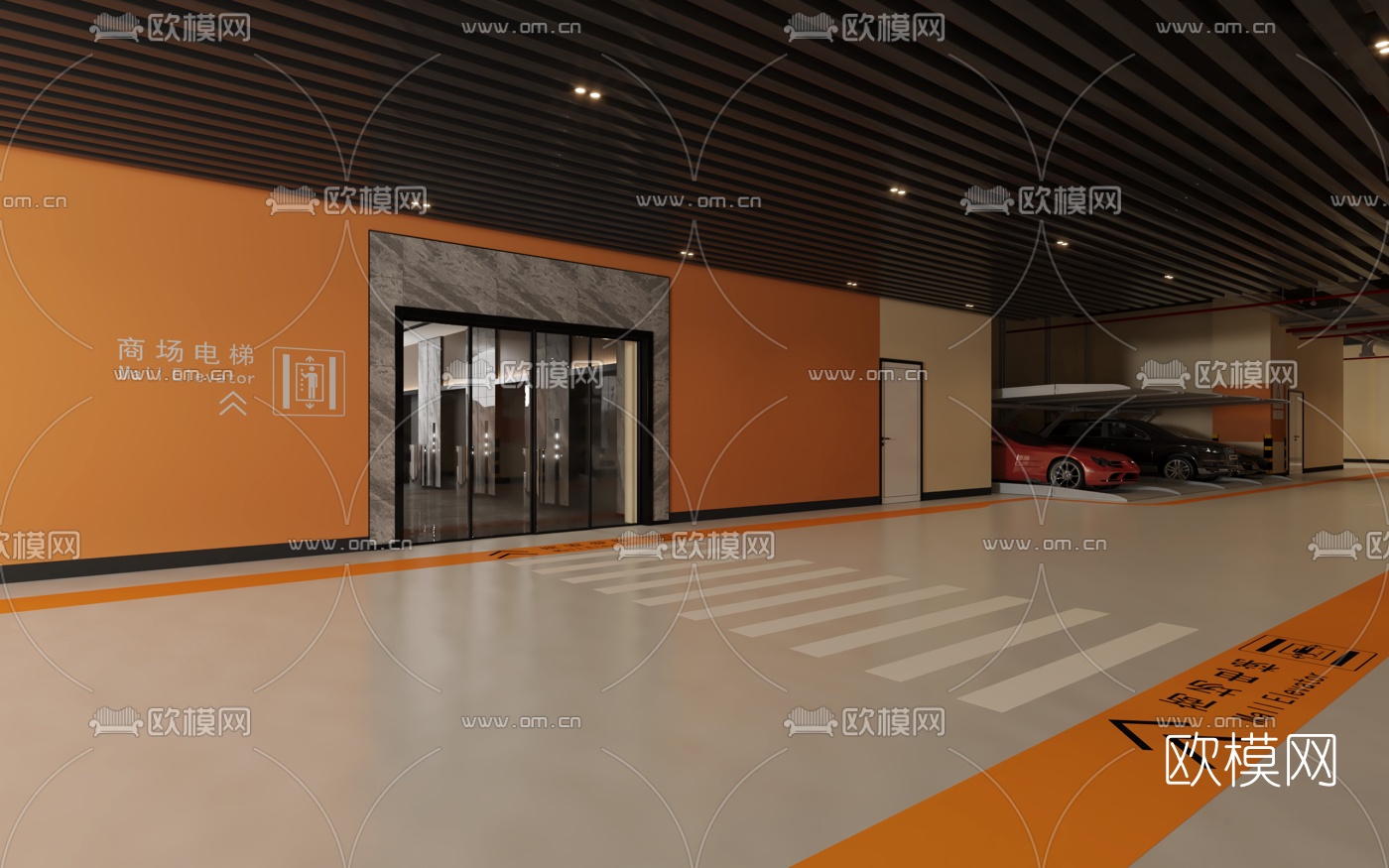 现代地下停车场3d模型