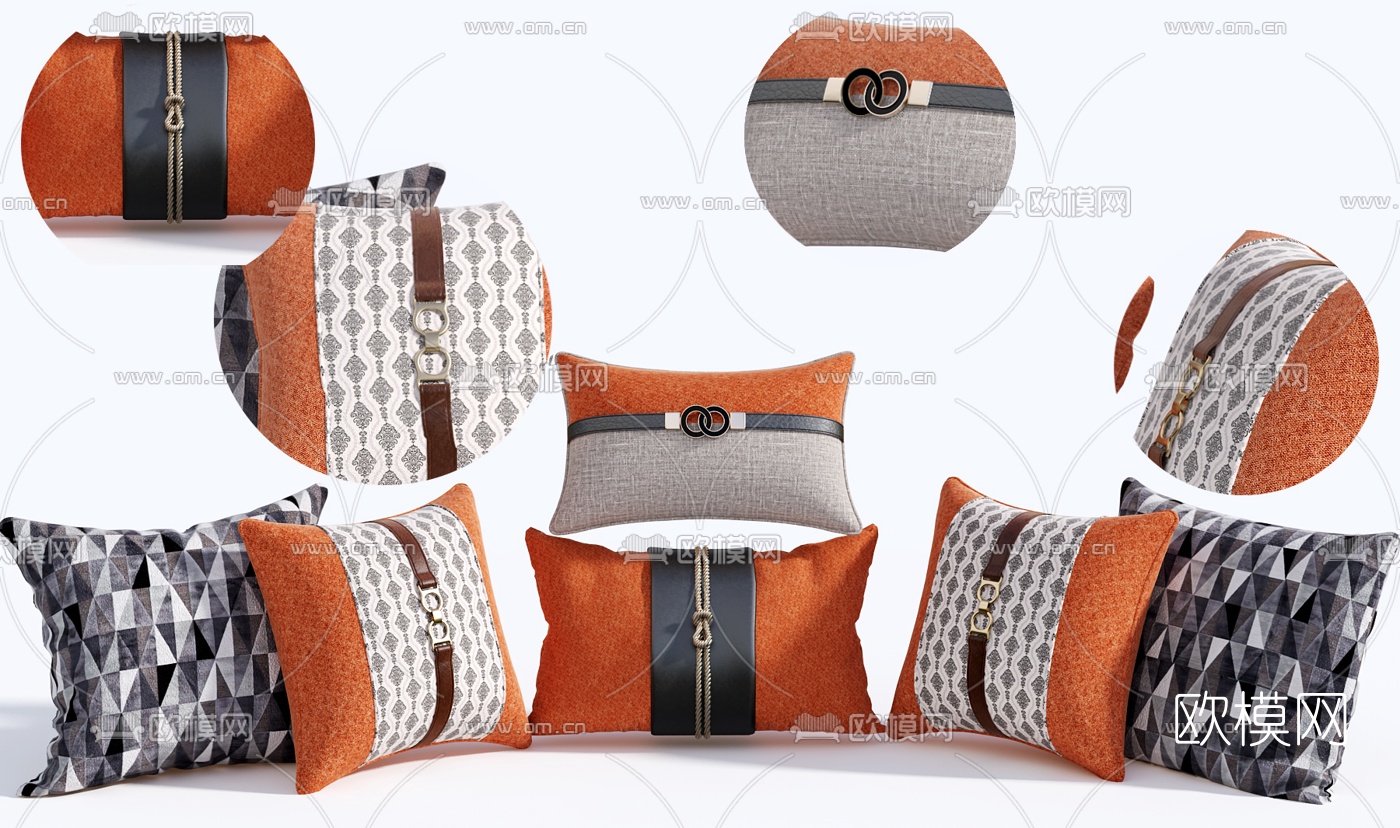 现代轻奢抱枕组合3d模型下载