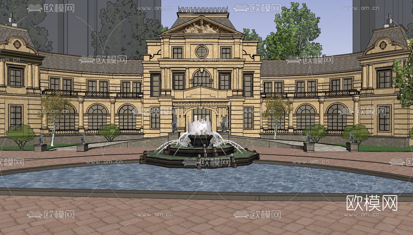 法式酒店su模型下载（渲染图1）