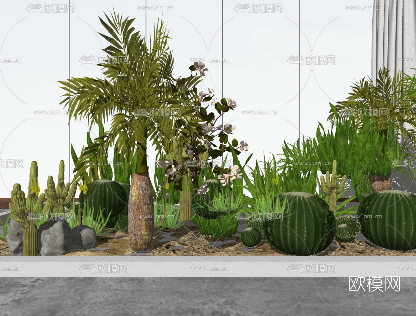 现代植物景观小品su模型