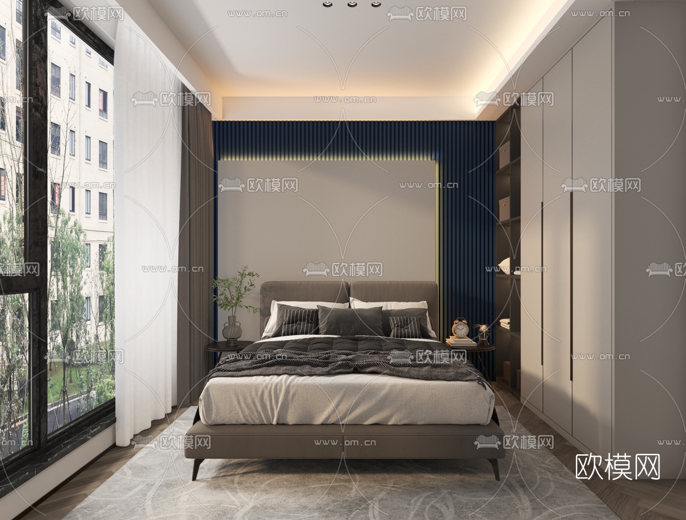 现代卧室厨房卫生间3d模型下载（渲染图5）