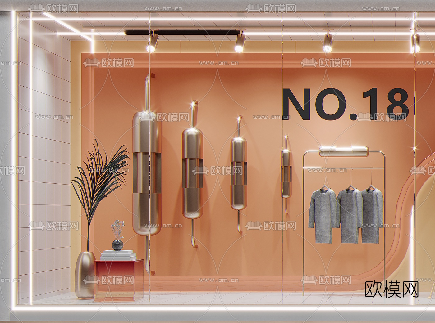现代儿童服装店橱窗3d模型