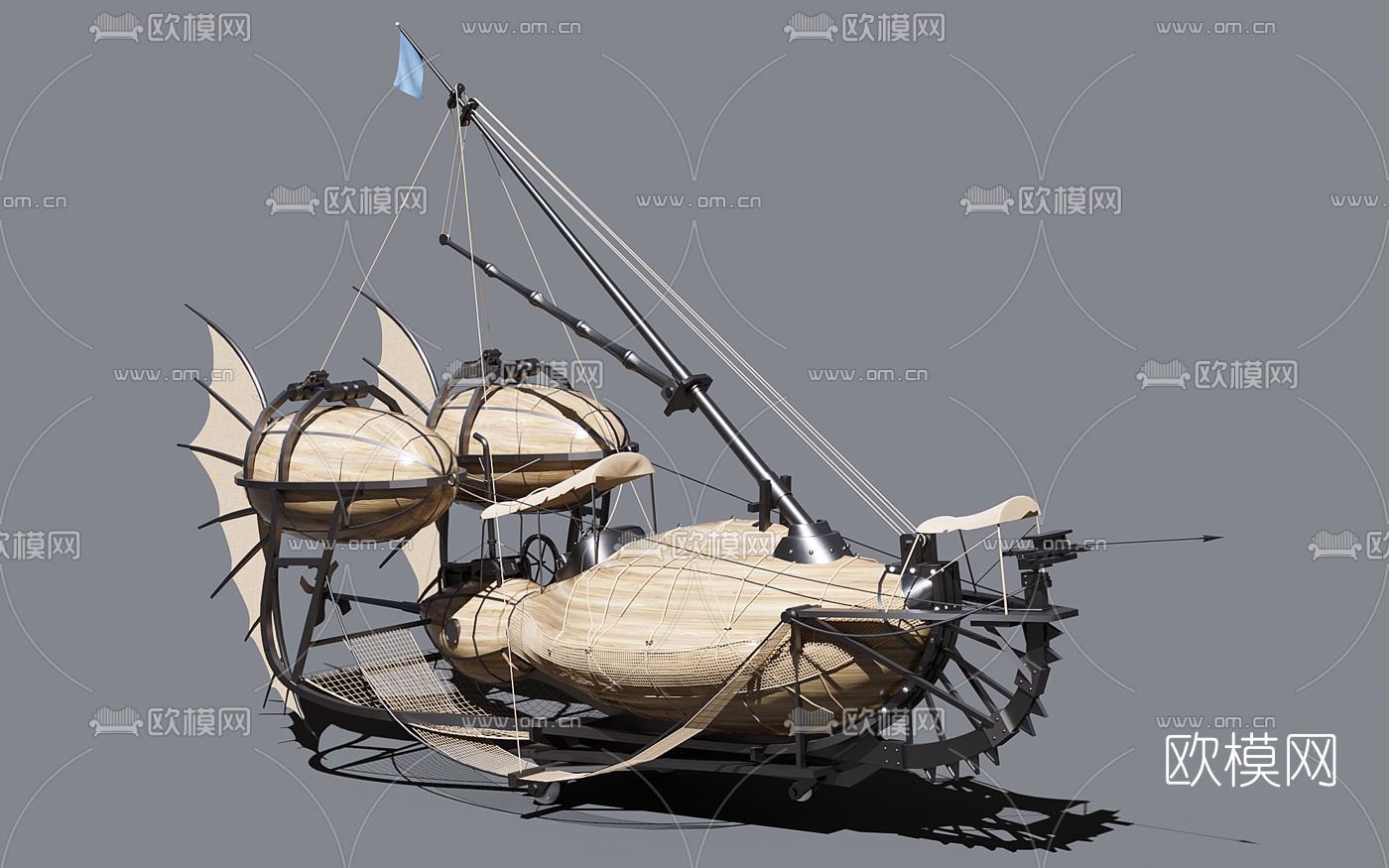 现代木船3d模型下载（渲染图1）