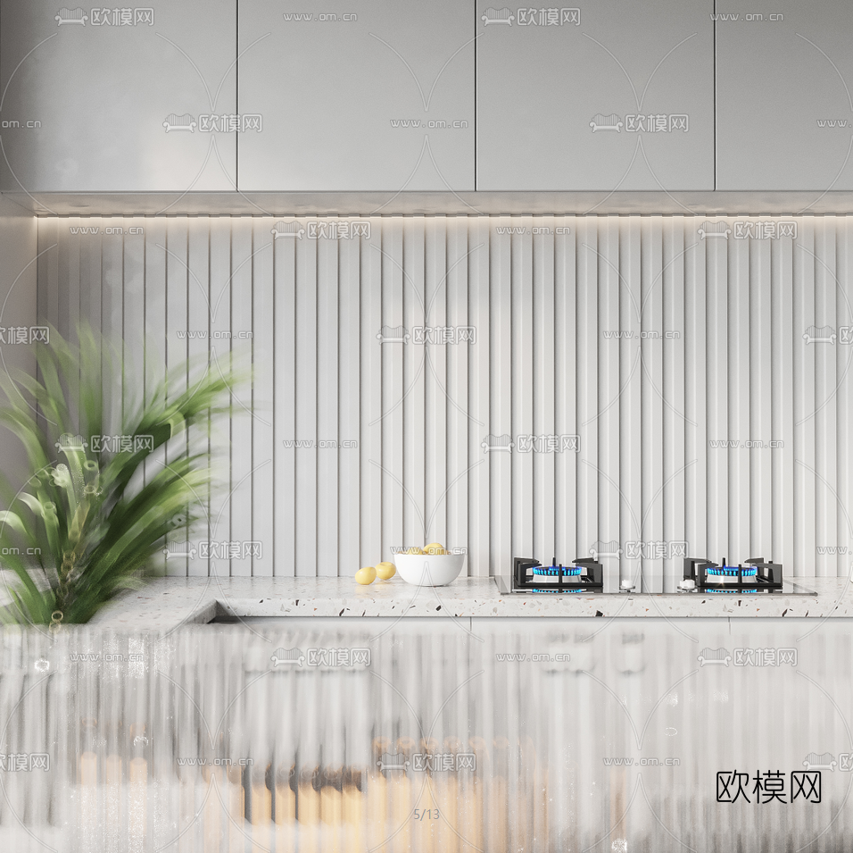现代办公室茶水间休息区3d模型