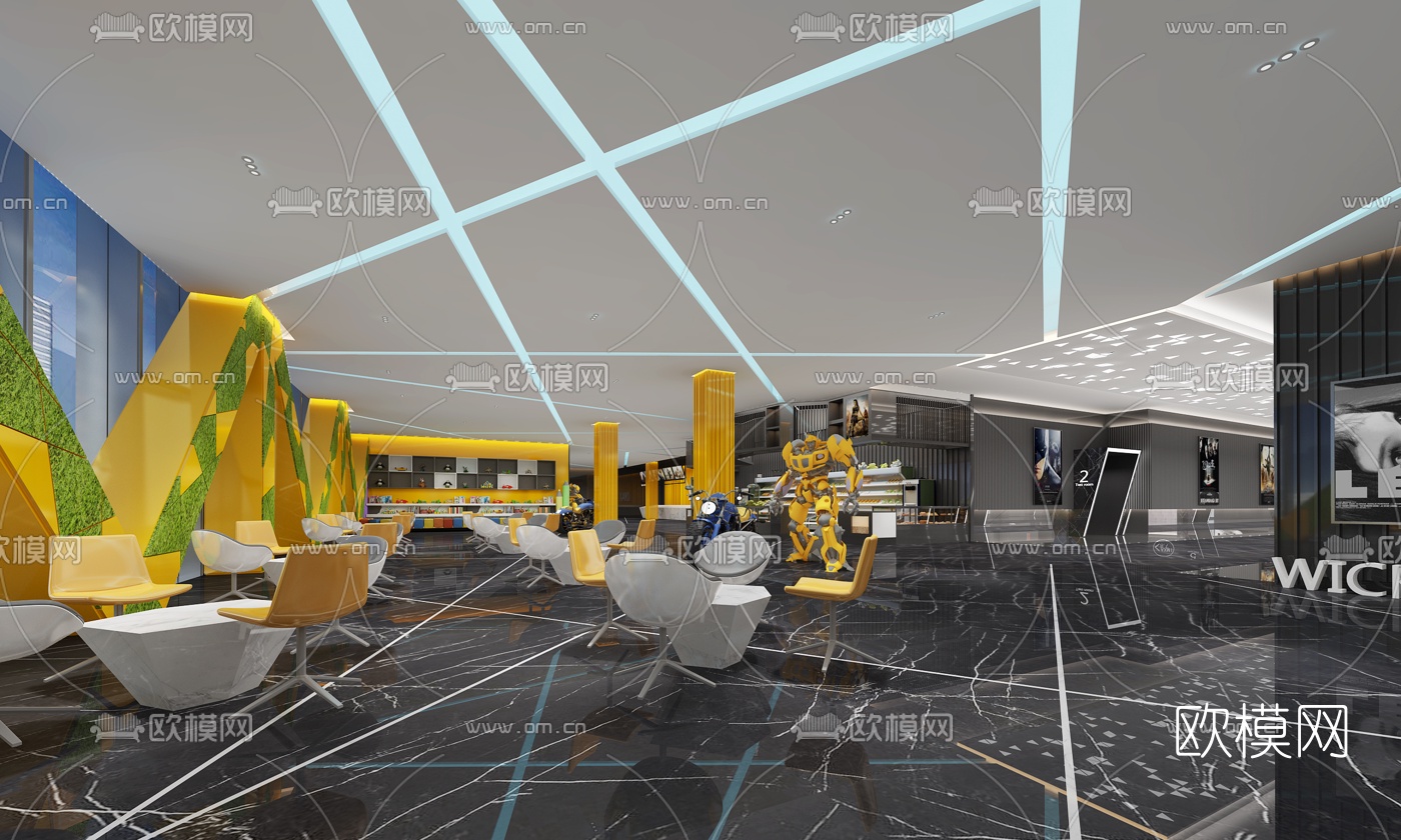 现代电影院休息等候区3d模型下载_ID10342142_3dmax免费模型-欧模网