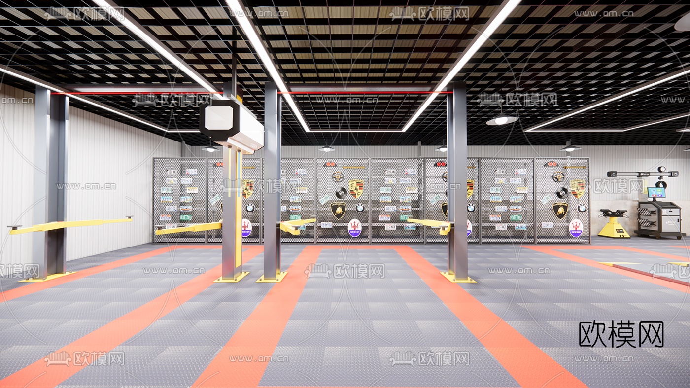 现代汽修店su模型