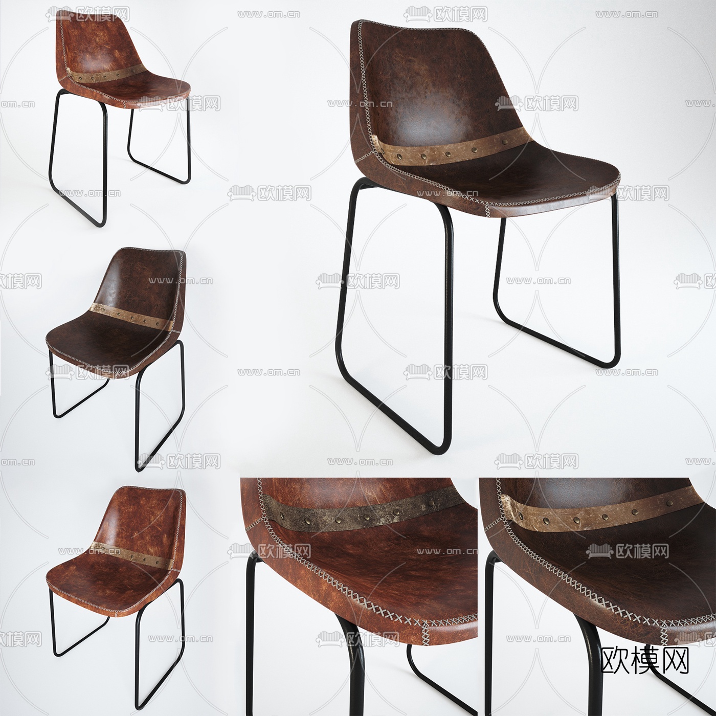 工业风皮革单椅3d模型下载