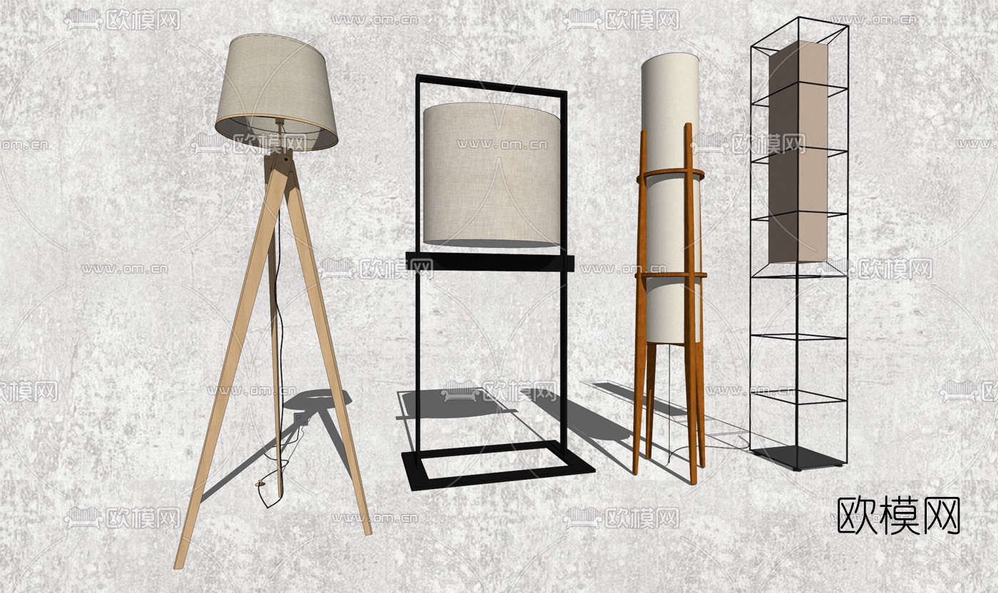 北欧落地灯组合su模型下载（渲染图1）