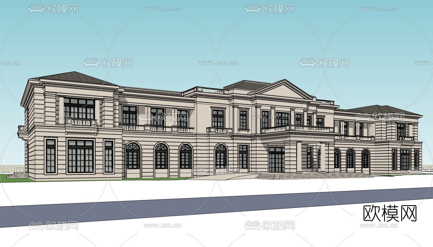 欧式别墅su模型下载（渲染图1）