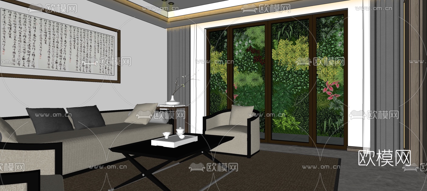 新中式台球室su模型下载（渲染图4）