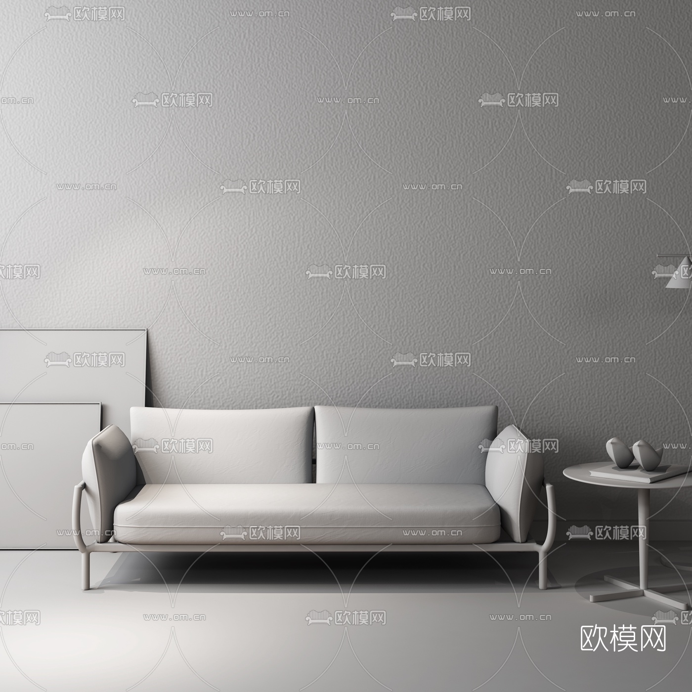 意大利Alias品牌 现代蓝色布艺双人沙发3d模型下载（渲染图2）