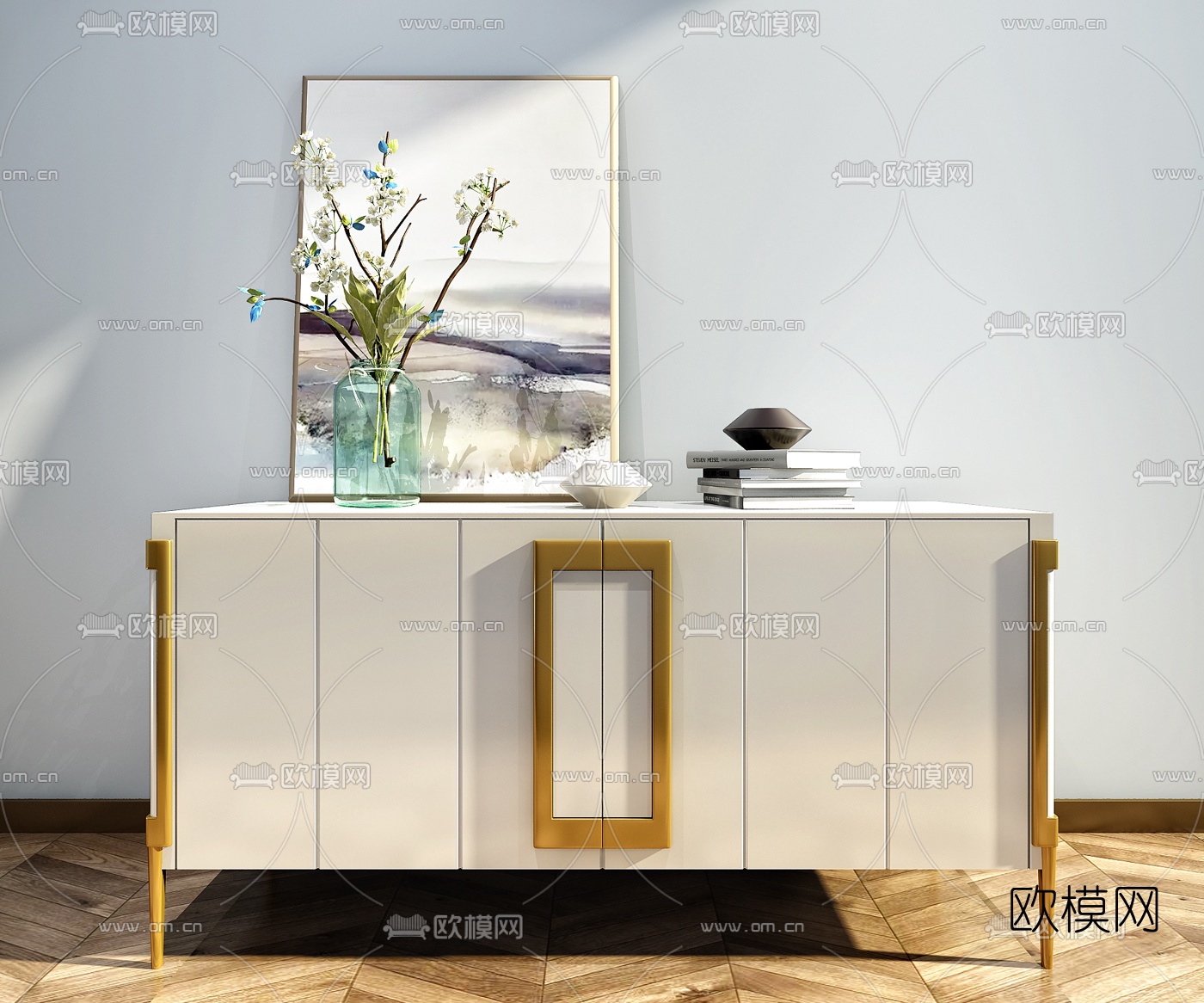 后现代金属玄关端景柜3d模型