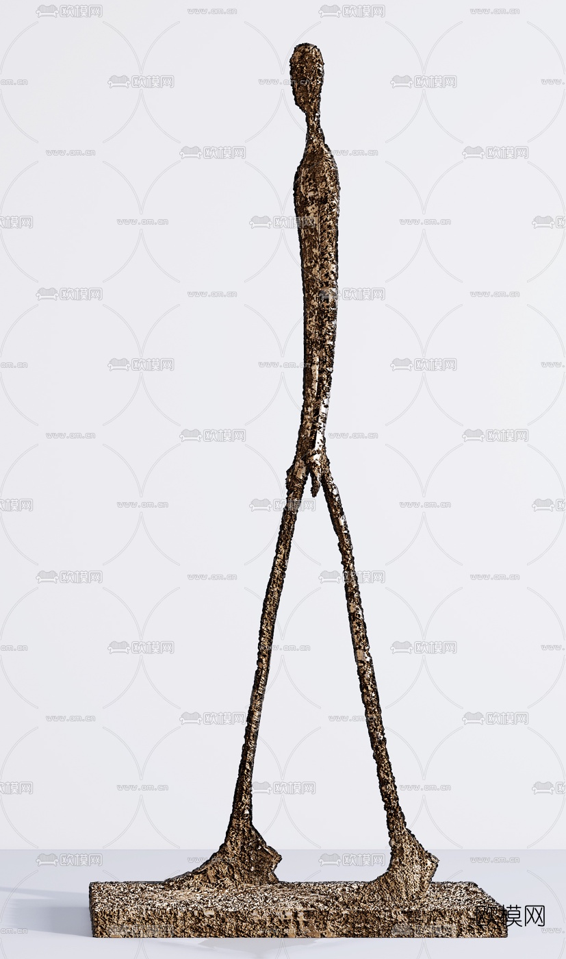 现代抽象人物雕塑3d模型下载（渲染图2）