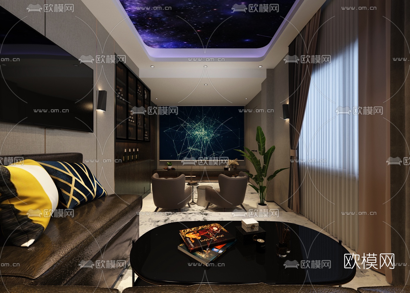 现代影音室休闲娱乐室免费3d模型下载_ID10087792_3dmax免费模型-欧模网