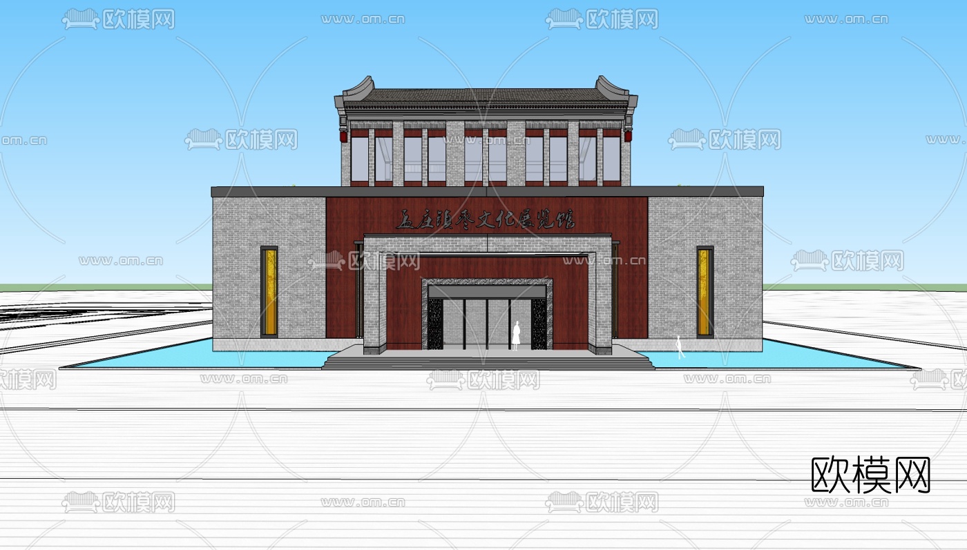 中式博物馆su模型下载（渲染图2）
