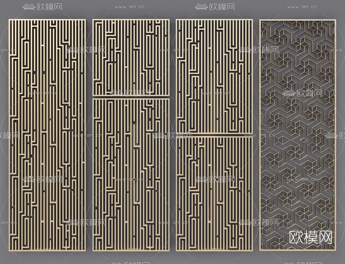 现代金属屏风隔断3d模型下载