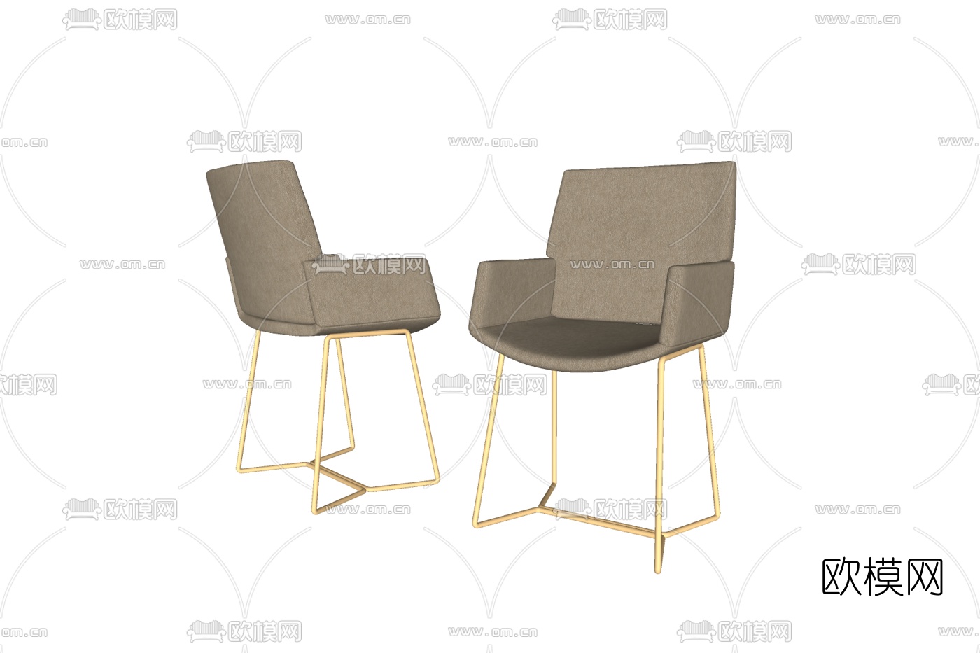 现代布艺休闲椅su模型下载