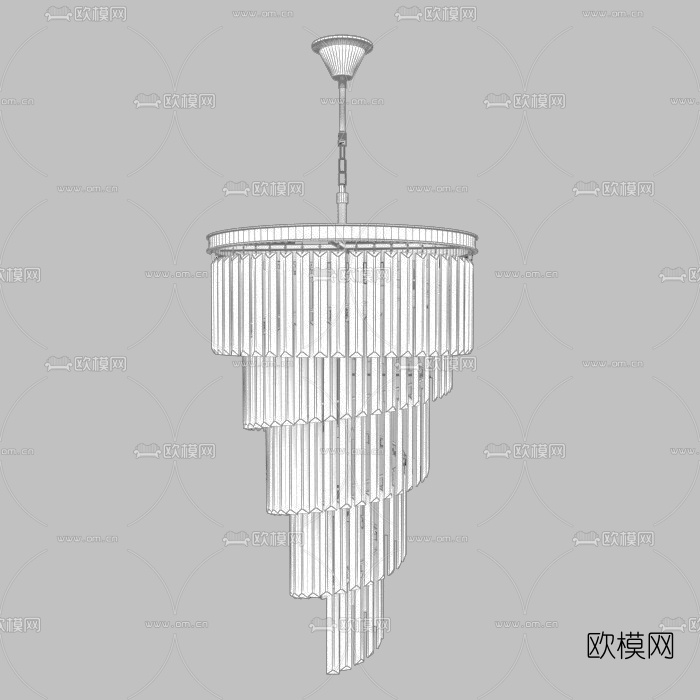 现代金属水晶吊灯3d模型下载（渲染图4）
