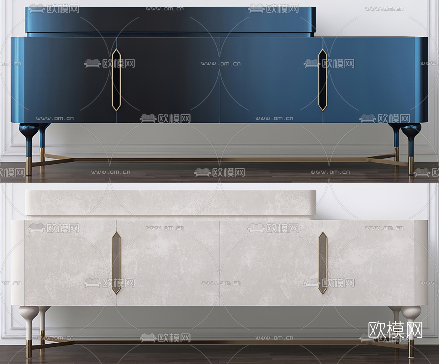 现代轻奢电视柜3d模型下载