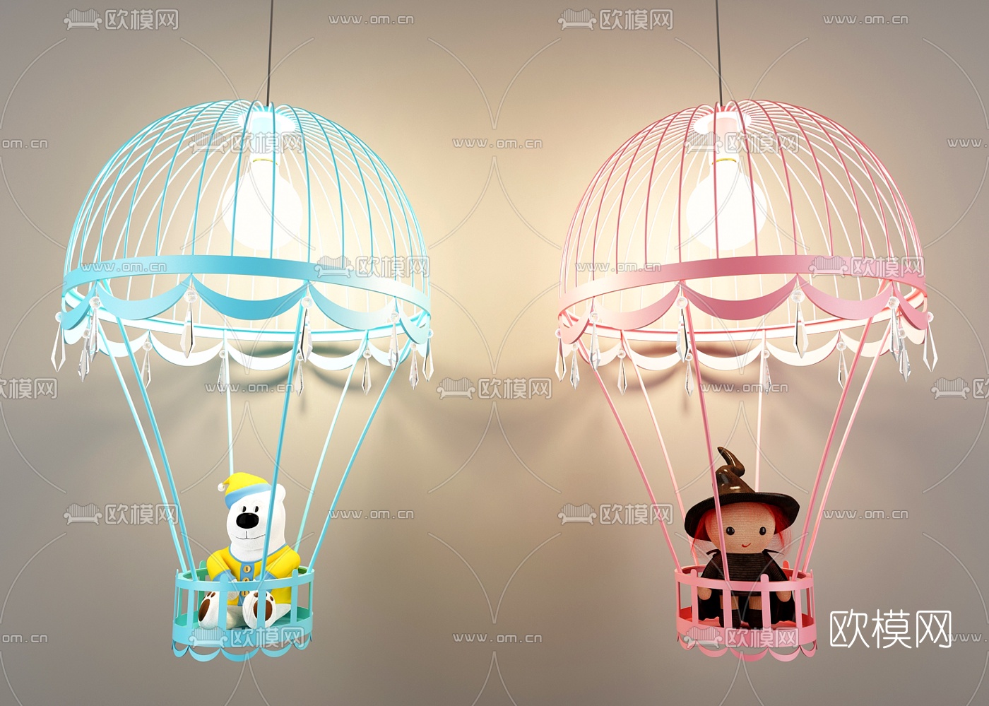 北欧儿童卡通吊灯3d模型下载