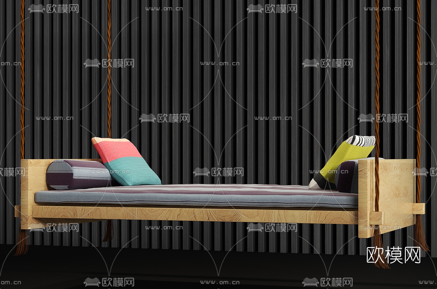 现代休闲吊床枕头组合3d模型下载