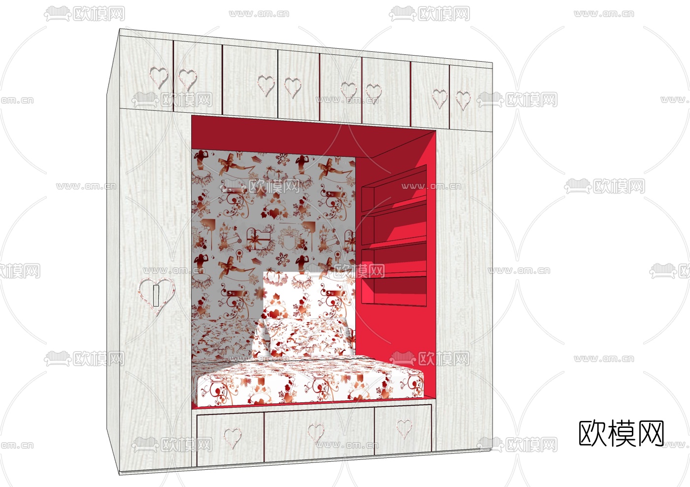 现代儿童床免费su模型下载