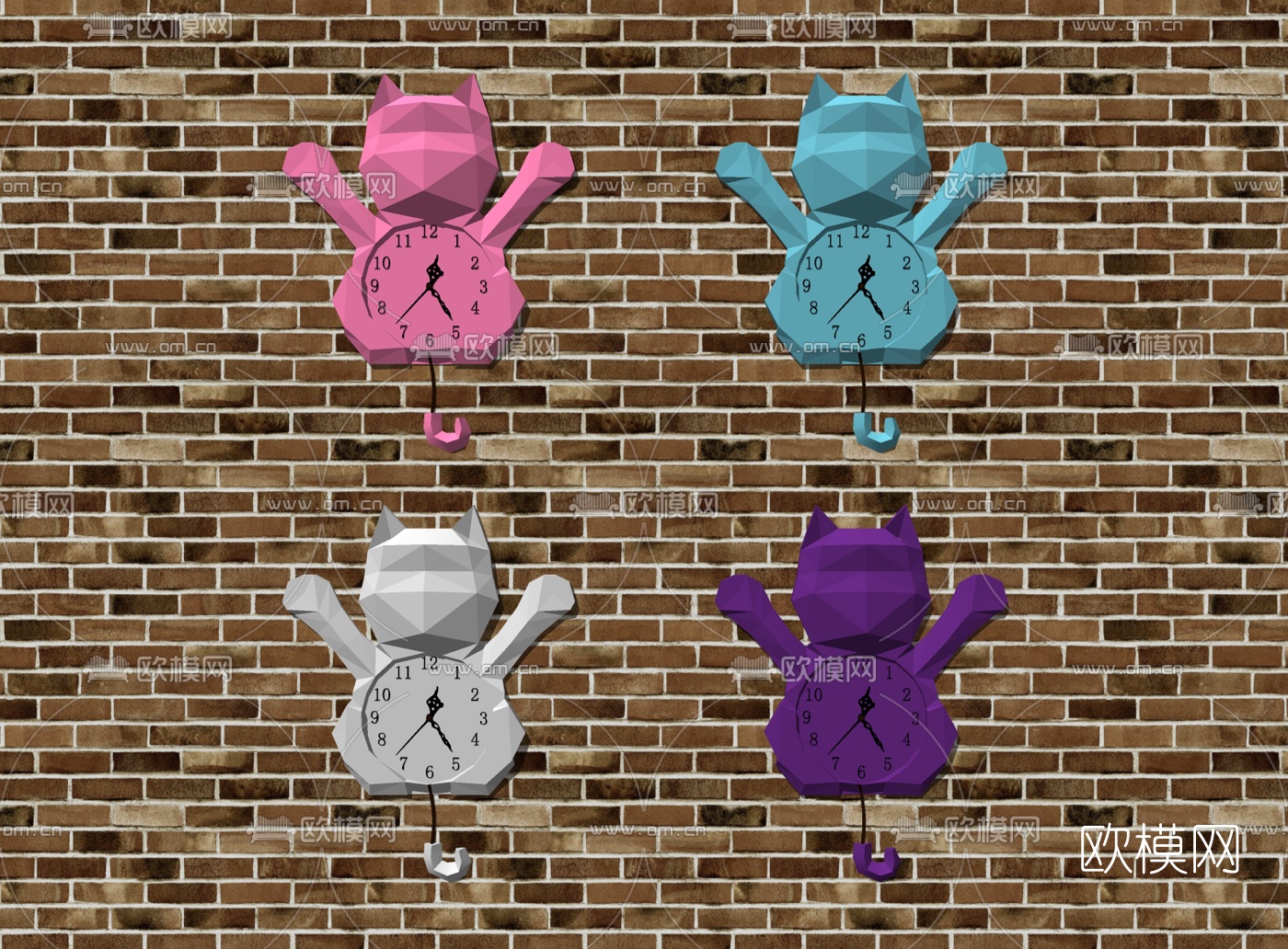 北欧招财猫挂钟su模型下载