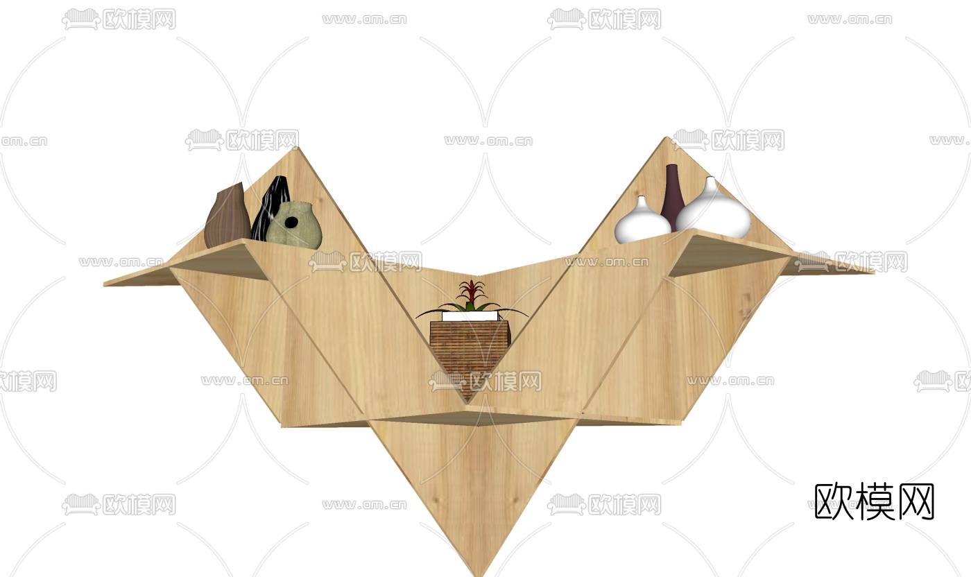 现代装饰架摆件组合免费su模型下载（渲染图4）