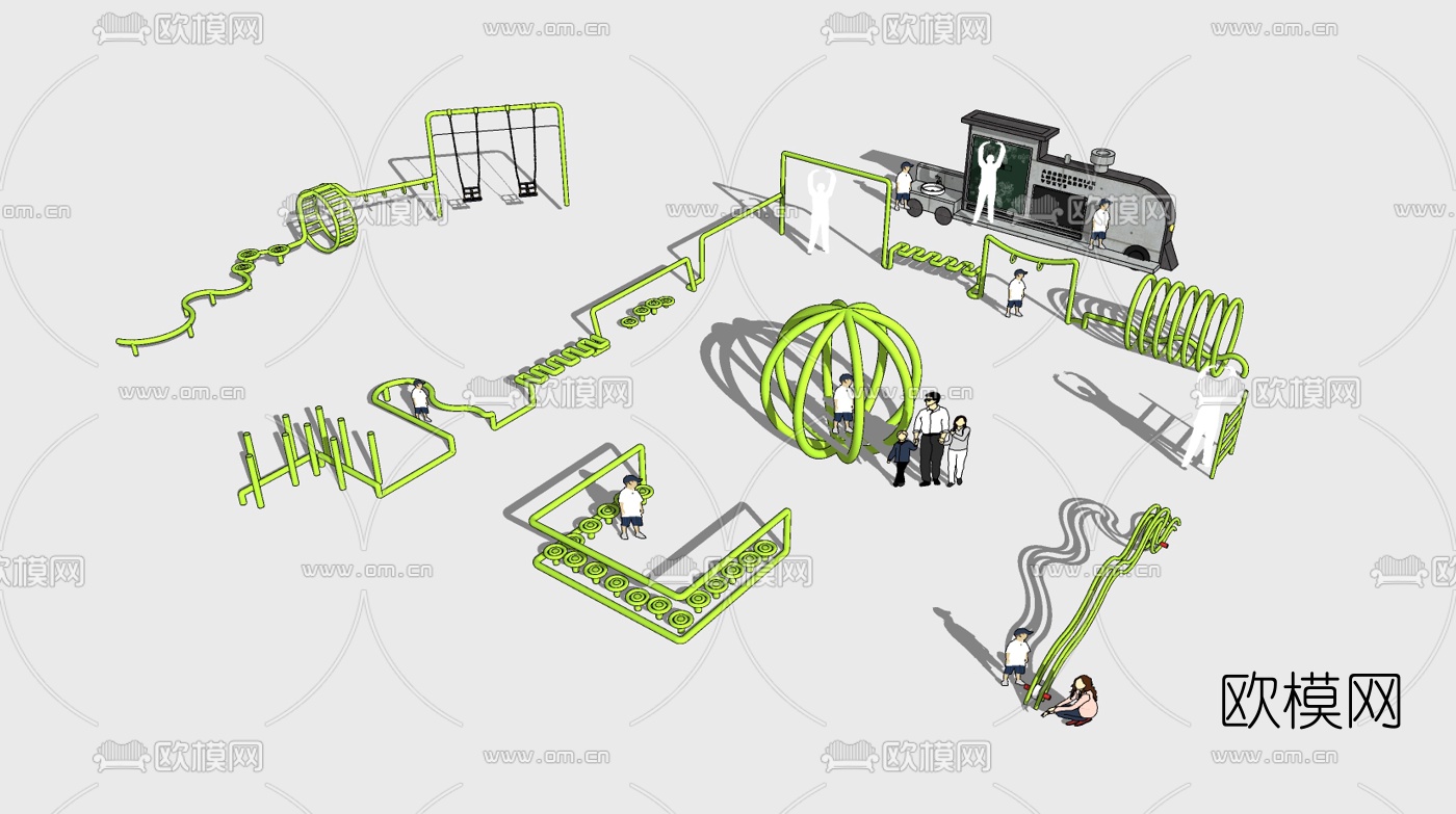 现代儿童游乐器材su模型下载