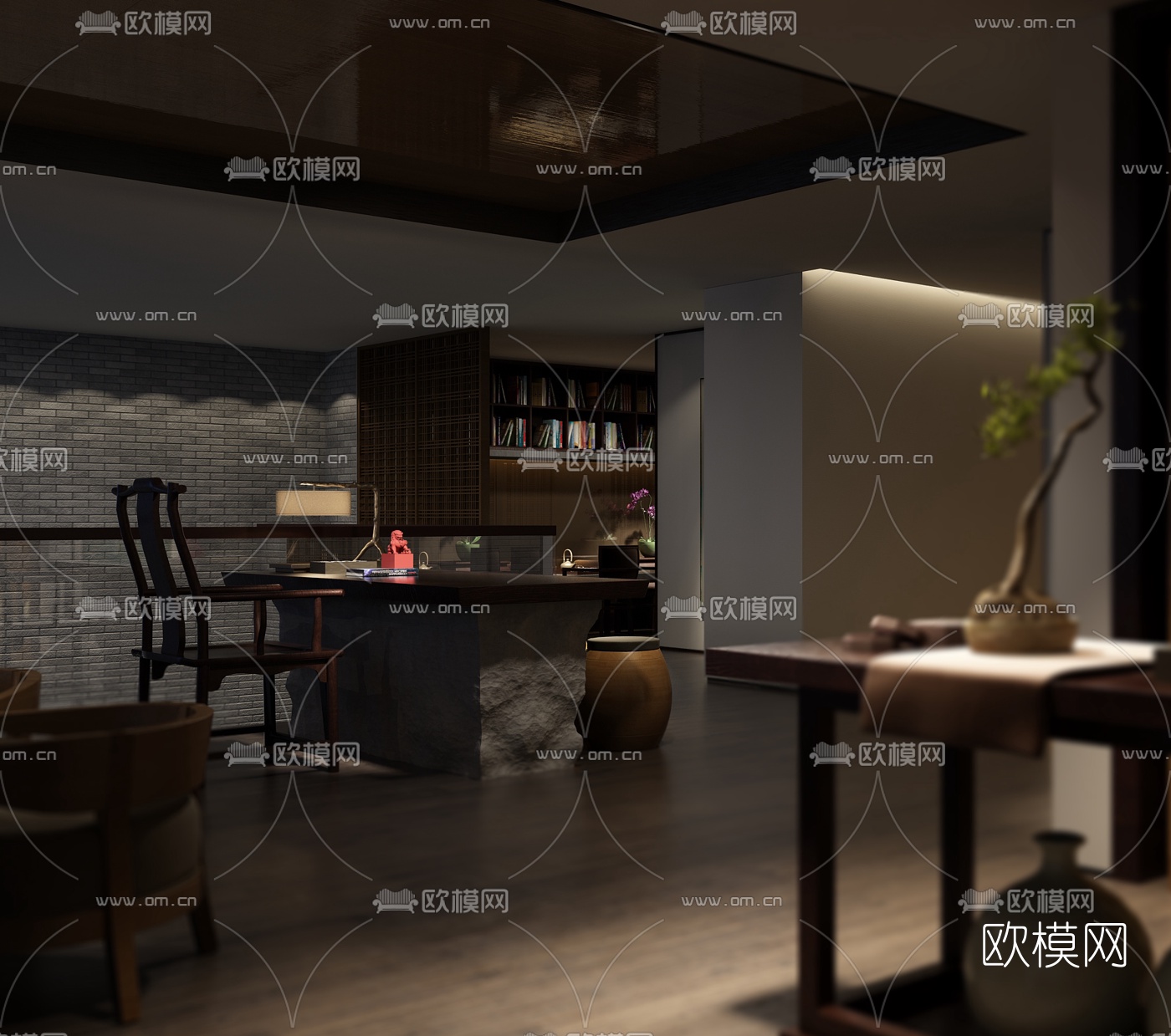 新中式茶会所3d模型