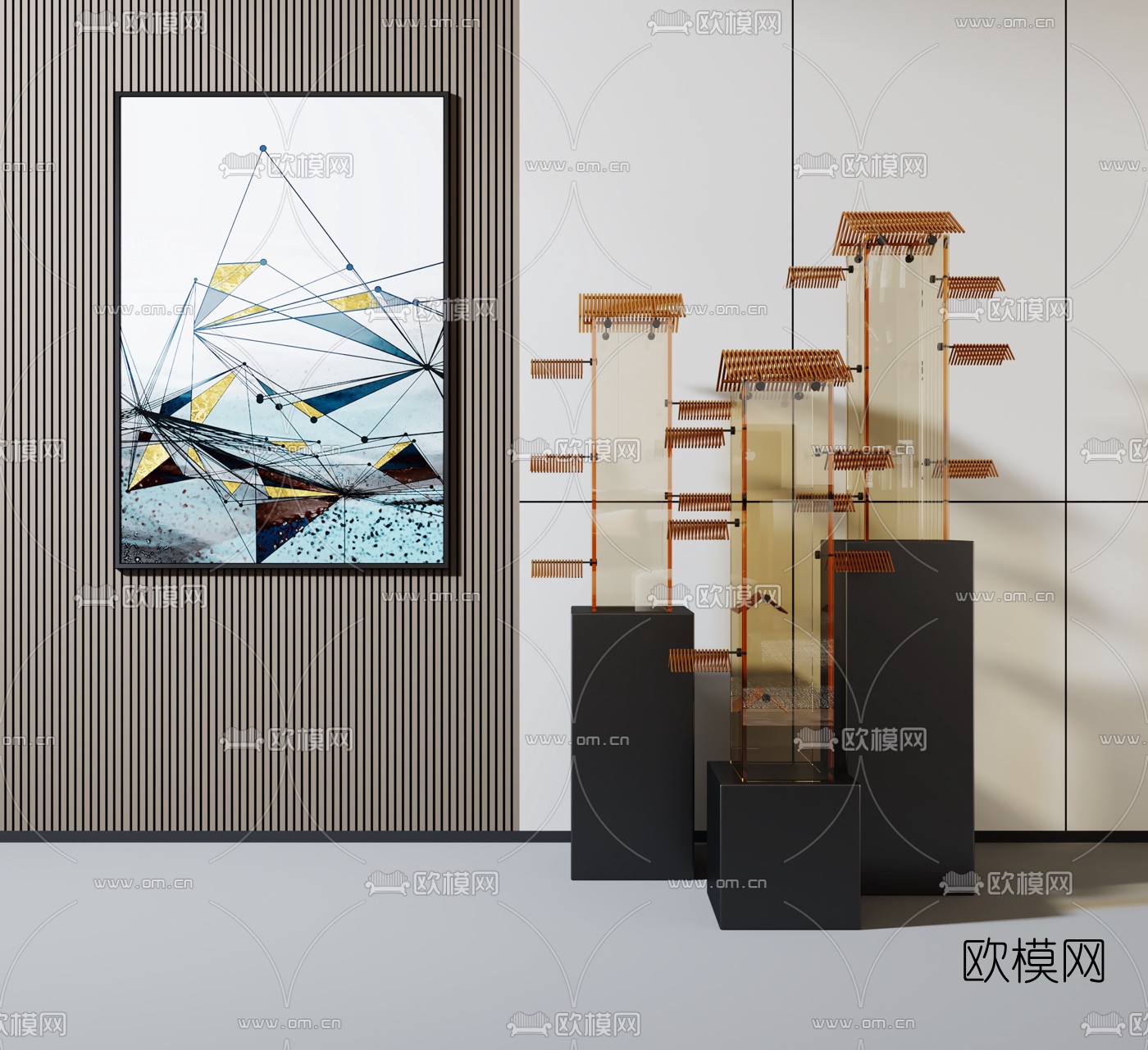 新中式雕塑摆件3d模型下载