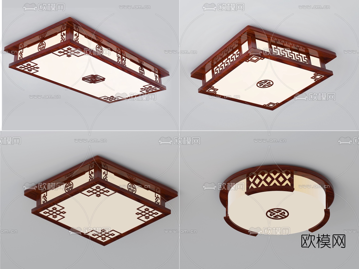 中式吸顶灯组合3d模型下载
