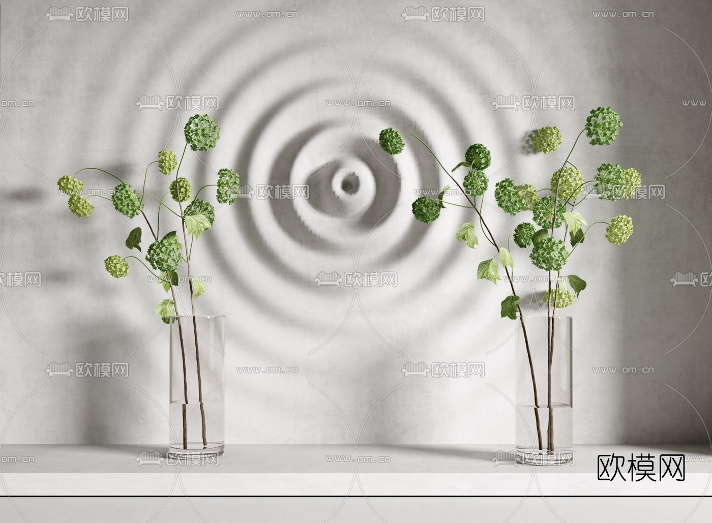 现代水生绿植花瓶3d模型下载