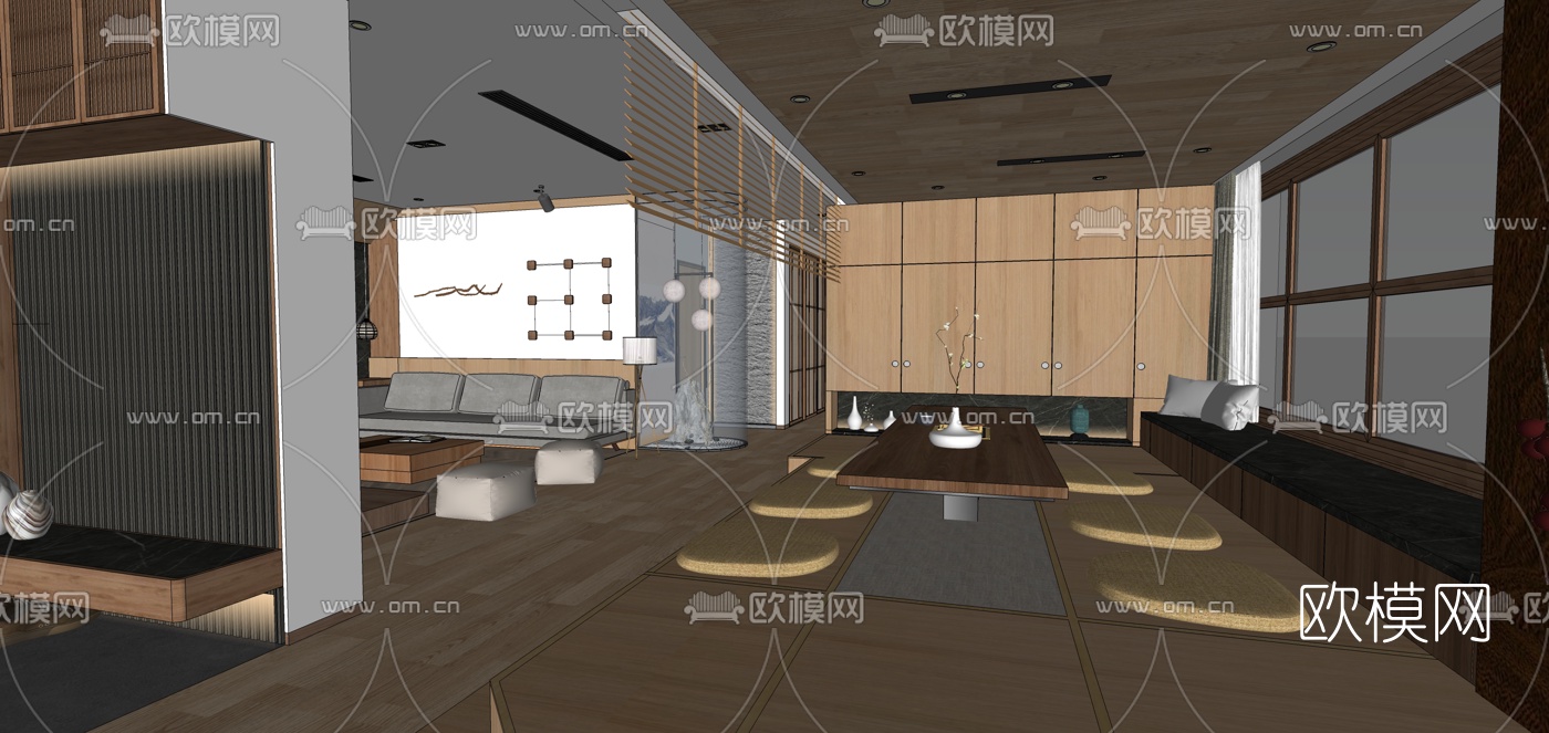 日式客餐厅su模型下载（渲染图7）