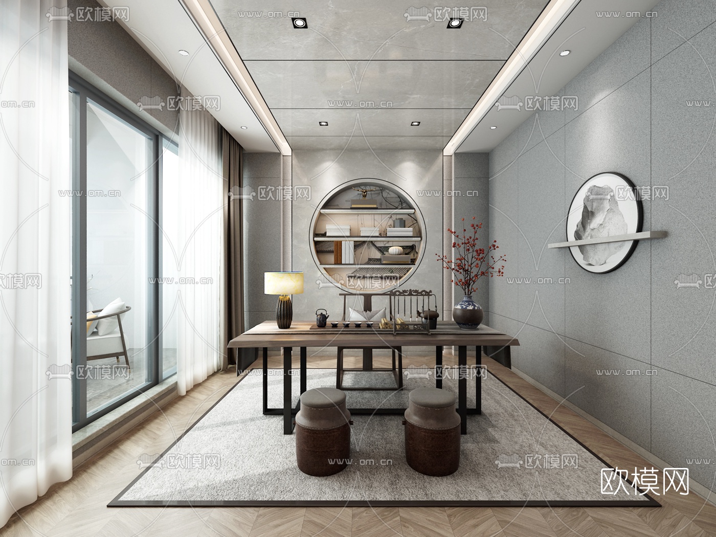 新中式书房3d模型