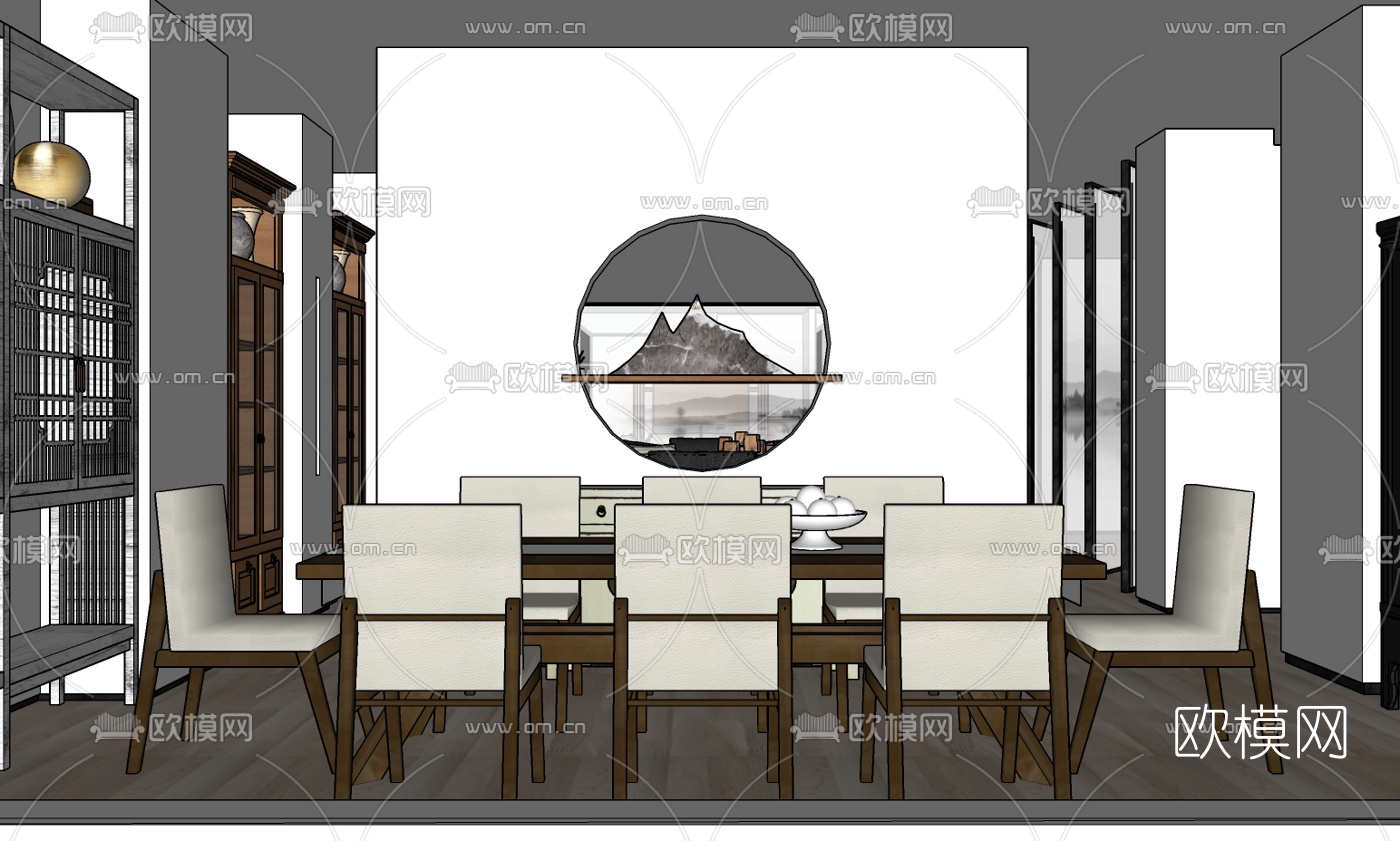 中式茶馆su模型下载（渲染图1）