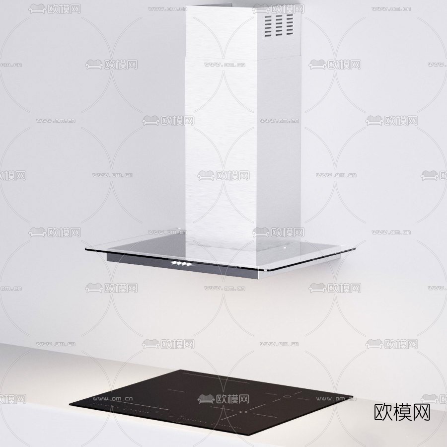 现代油烟机电磁炉3d模型