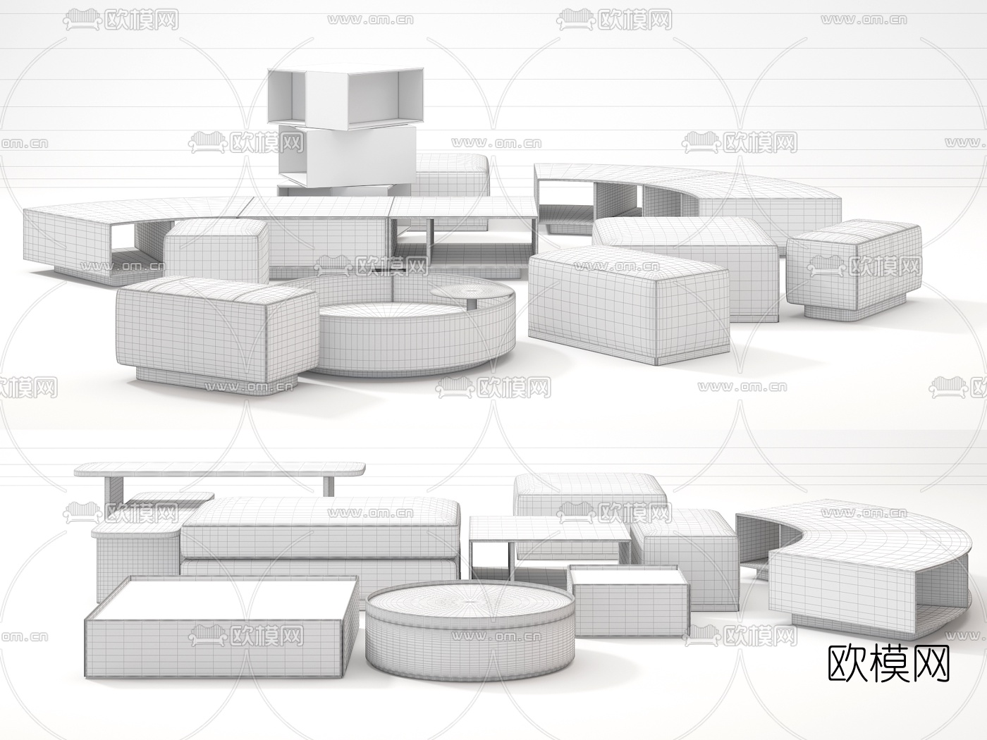 意大利Minotti现代茶几角几脚踏3d模型下载（渲染图3）