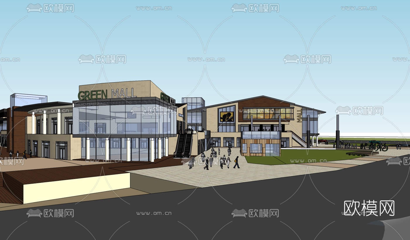 现代商业购物中心su模型下载（渲染图1）