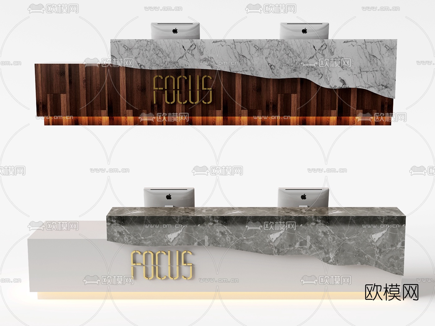 现代简约前台接待台3d模型下载