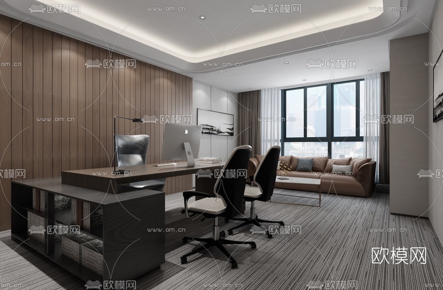 现代总经理办公室3d模型下载