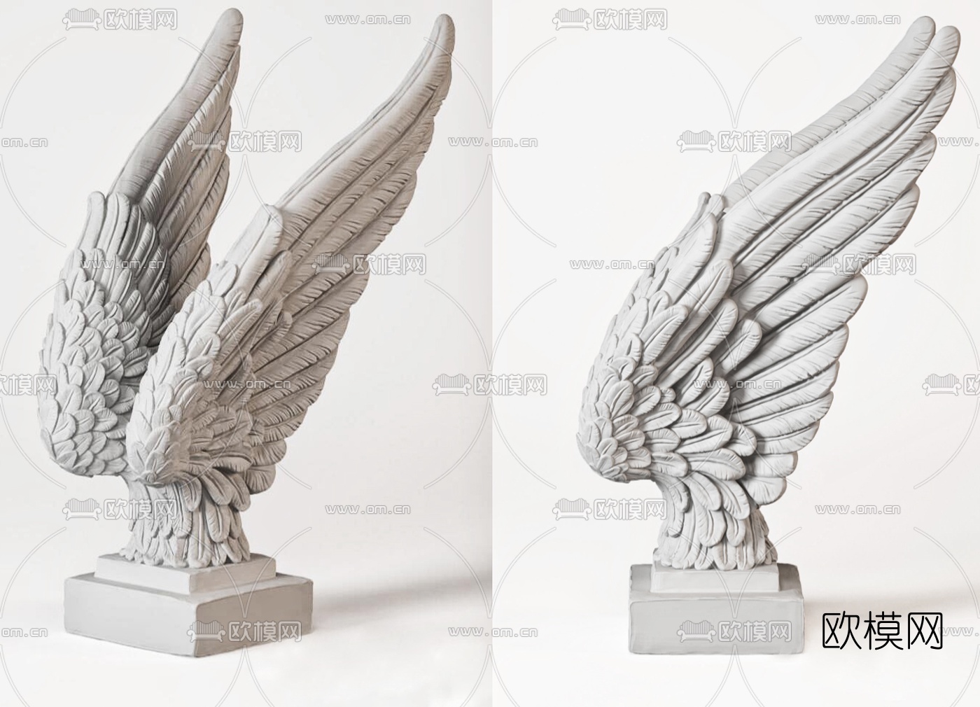 现代天使翅膀雕塑摆件3d模型