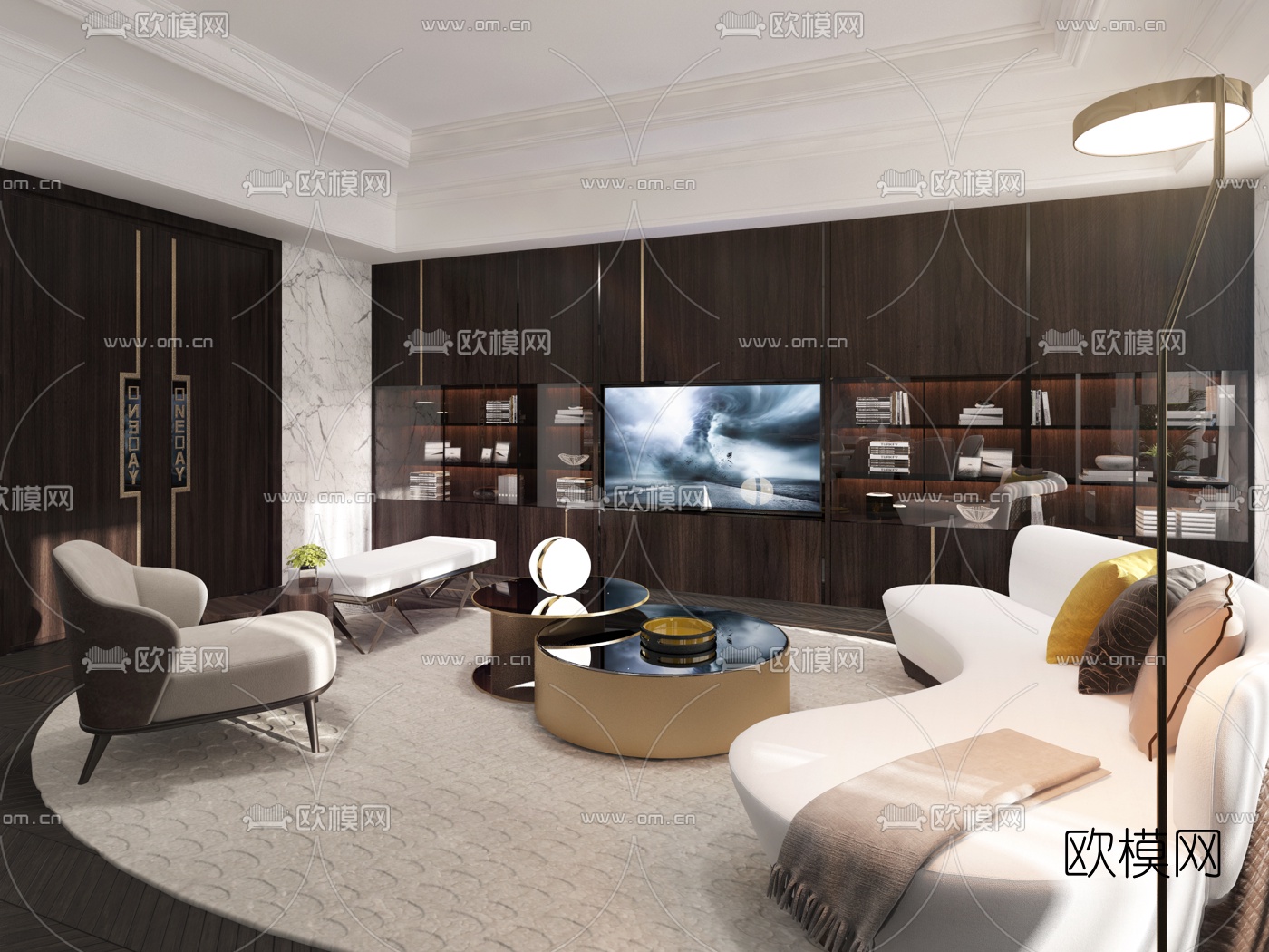 后现代客厅餐厅厨房3d模型