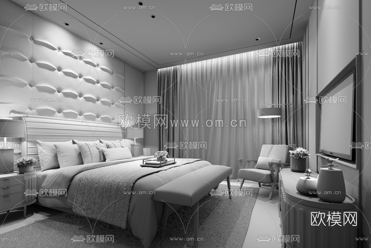 李益中现代卧室3D模型