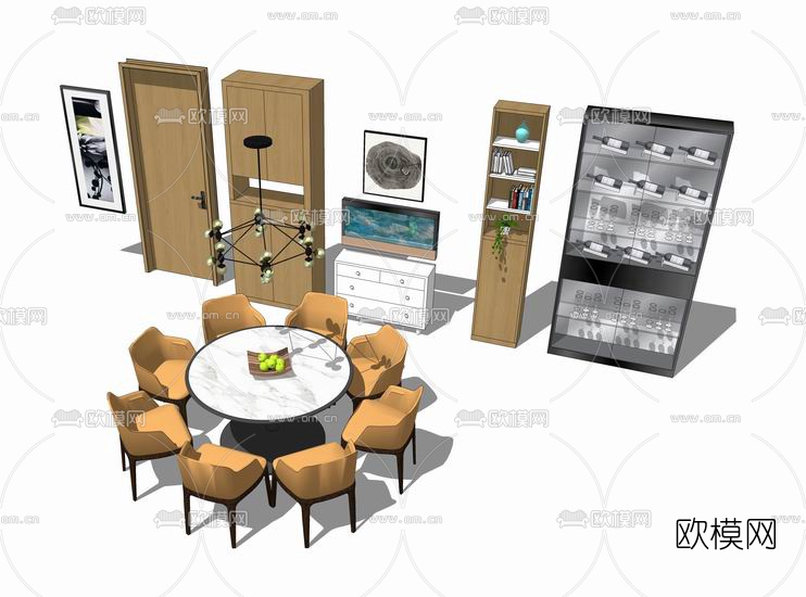 现代沙发组合su模型下载（渲染图3）