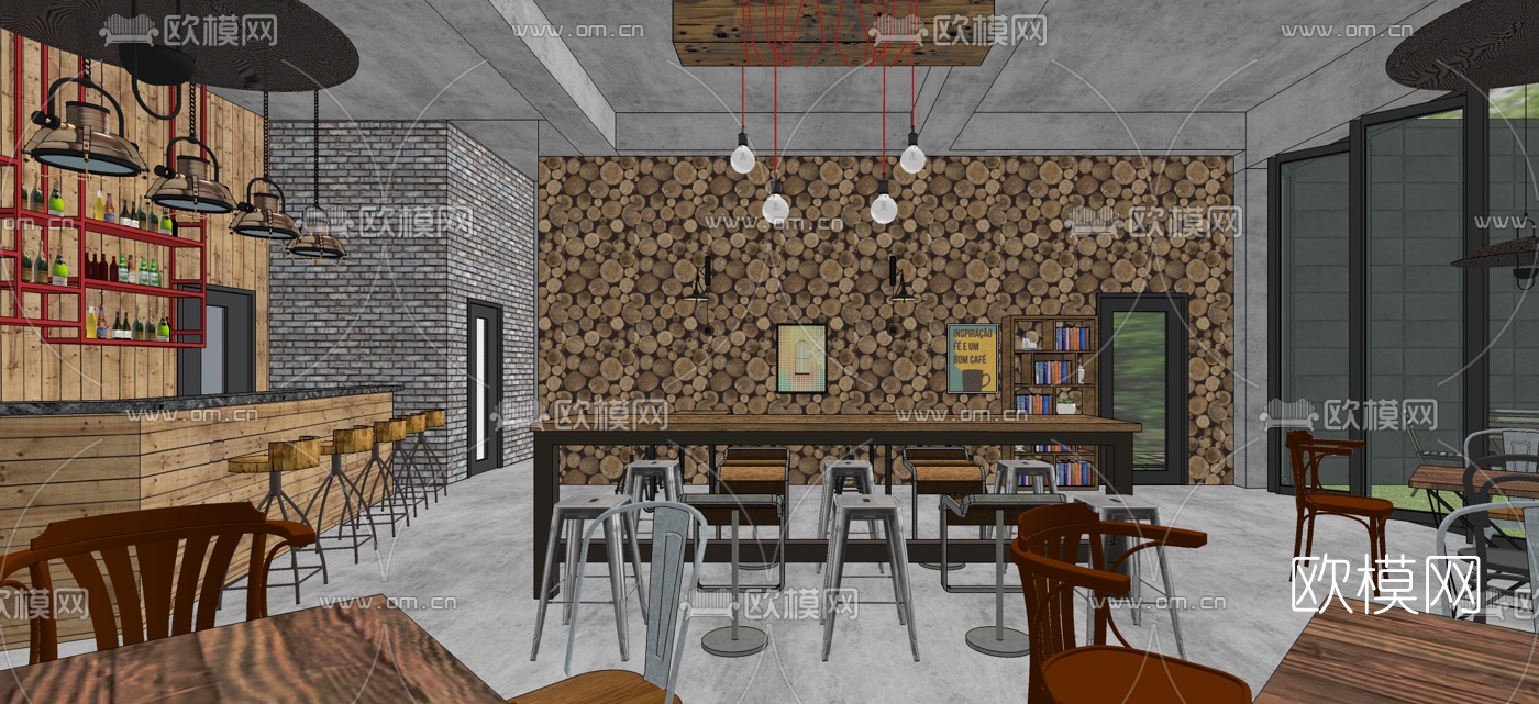 工业风快餐厅su模型下载（渲染图3）