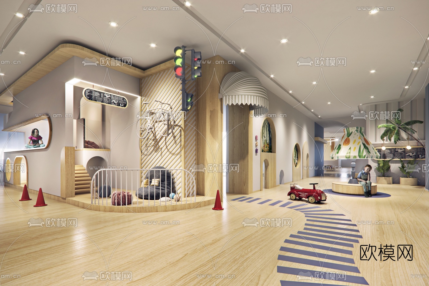 现代儿童主题餐厅3d模型