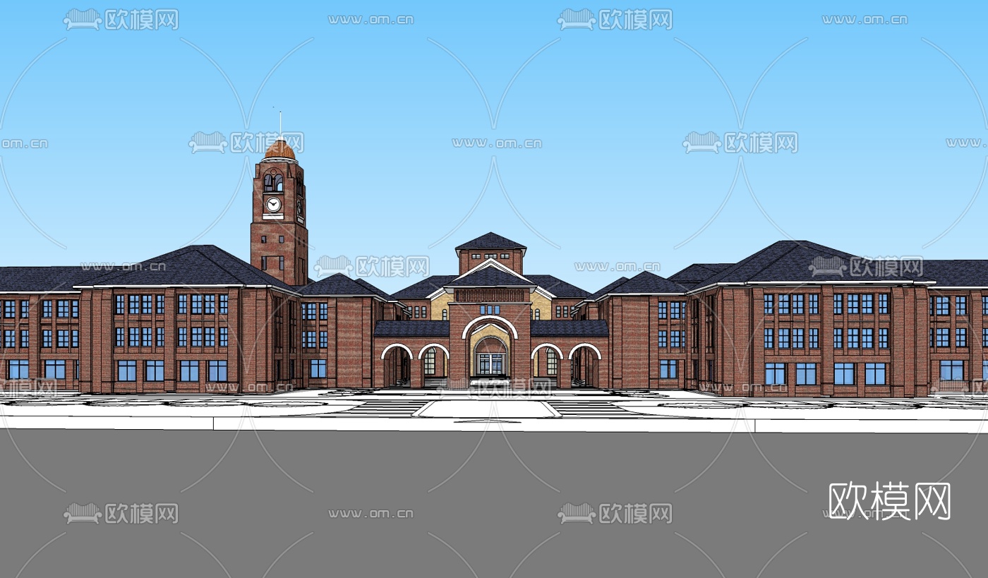 欧式教学楼su模型下载（渲染图2）