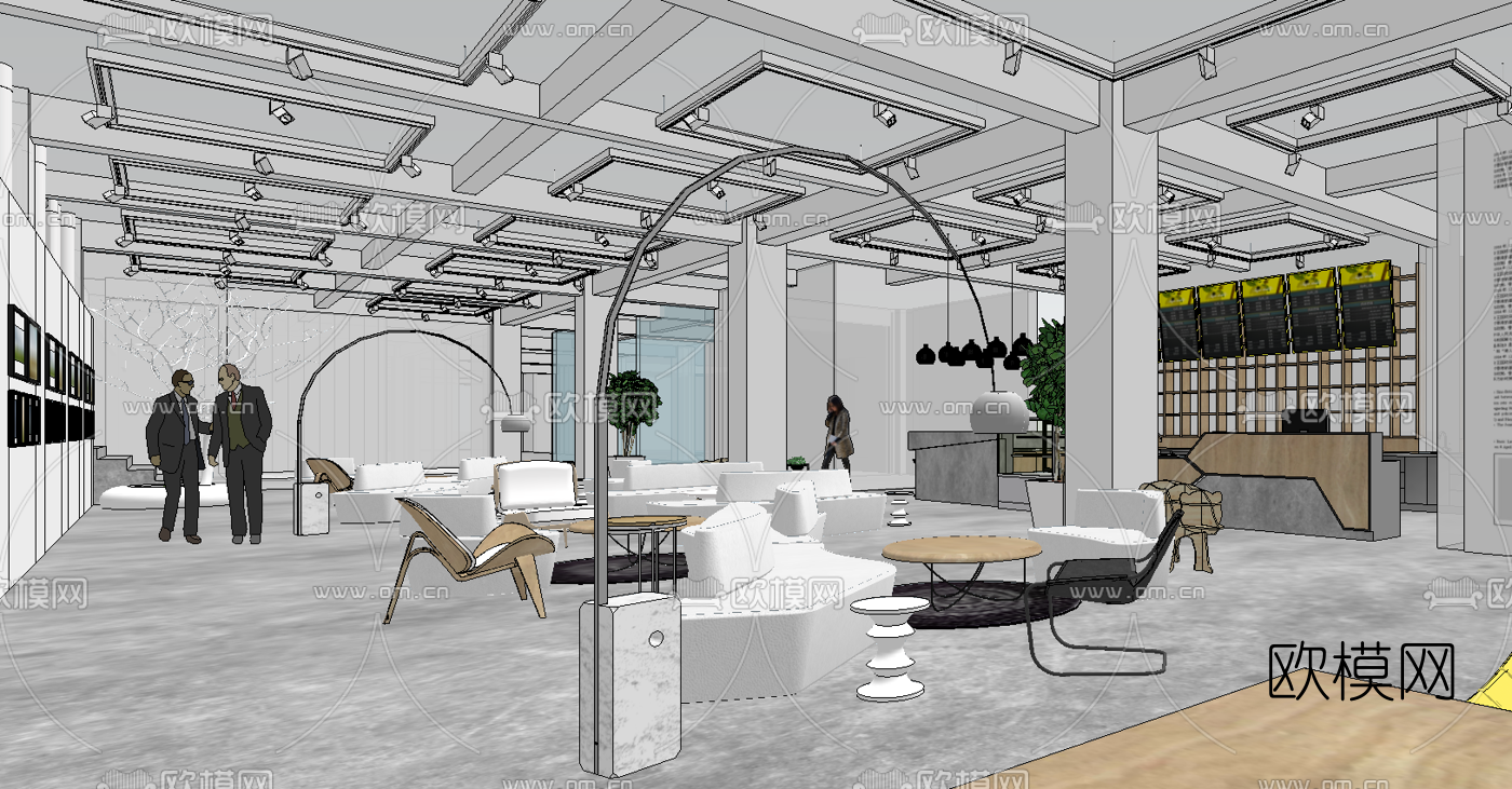 现代摄影主题咖啡厅su模型下载（渲染图2）
